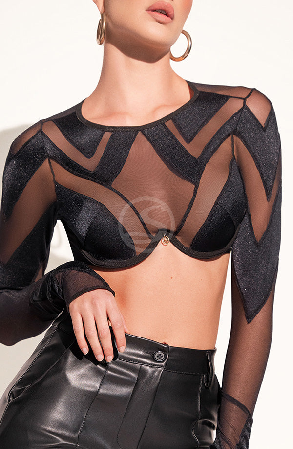 Bustier Geométrica Negro Santísimas Ref. S-551