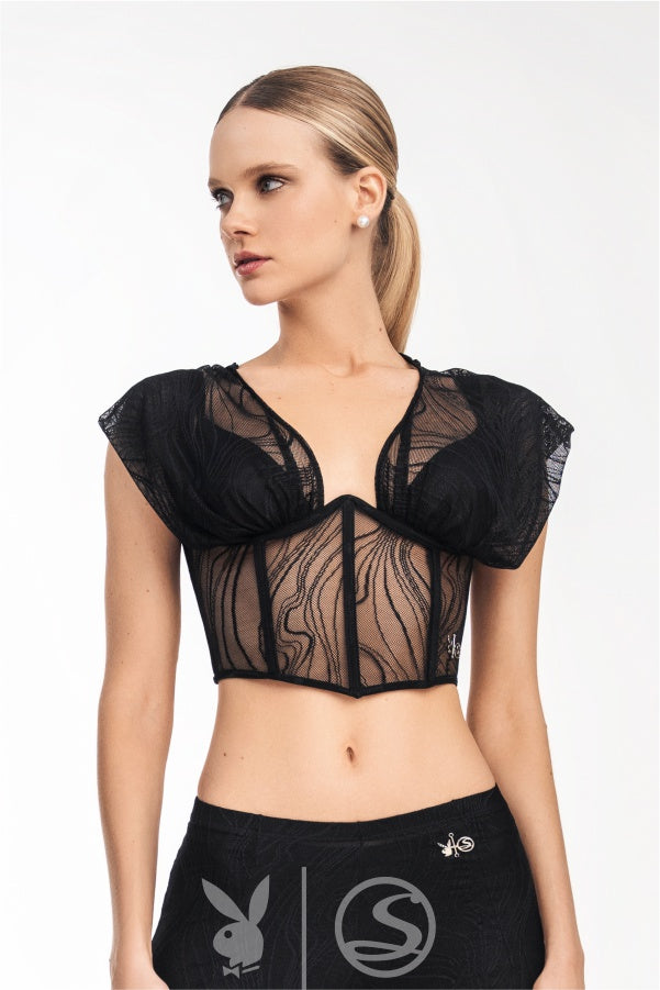 Corsé Enigma Negro Playboy x Santísimas Ref. S-653