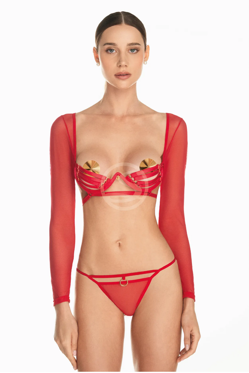 Set de Lenceria Harley Rojo Santisimas Ref. S-416