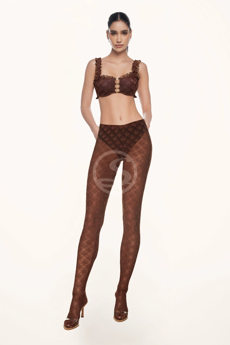 Set Bralette Fuego y Media Onda Logomania Marron